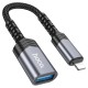 Перехідник HOCO UA24 iP Lightning male to USB female 2.0 converter Metal gray