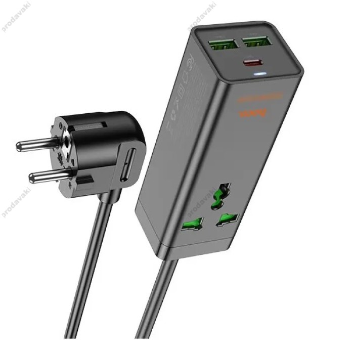 Мережевий подовжувач фільтр HOCO AC9A Talent PD30W (1C2A with 1 socket) desktop charger (EU) Black