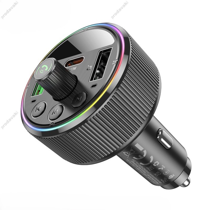 FM - трансмітер HOCO E82 Guerrero PD30W+QC3.0 car BT FM transmitter Black