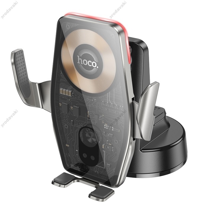 Автомобільний тримач із бездротовою зарядкою Hoco HW27 Traveler infrared RGB wireless 15W Black