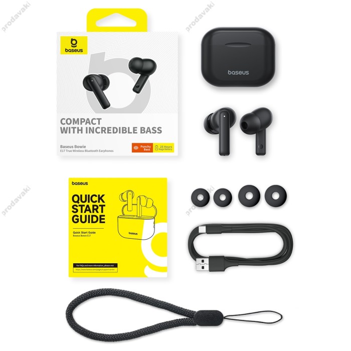 Бездротові Bluetooth навушники Baseus Bowie E17 True Wireless Earphones BT 5.3 Black A00072200113-Z1