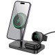 Бездротовий зарядний пристрій HOCO CQ12 Joyfull 3-in-1 Wireless Fast Charger Black