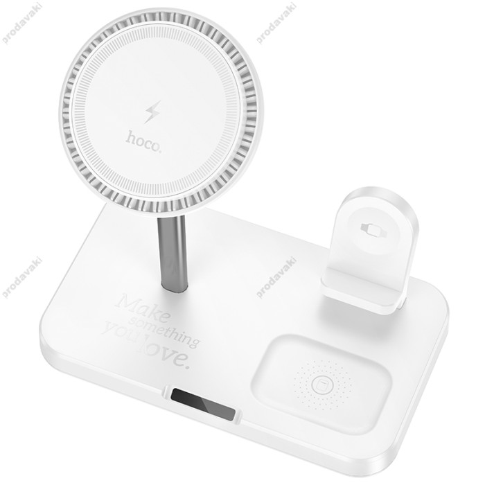 Бездротовий зарядний пристрій HOCO CQ12 Joyfull 3-in-1 Wireless Fast Charger White