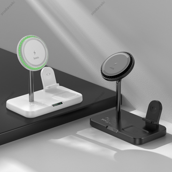 Бездротовий зарядний пристрій HOCO CQ12 Joyfull 3-in-1 Wireless Fast Charger White