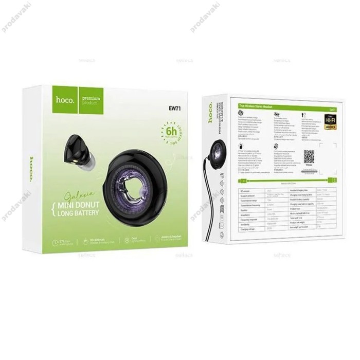 Бездротові Bluetooth навушники HOCO EW71 Galaxia true wireless BT 5.4 Black