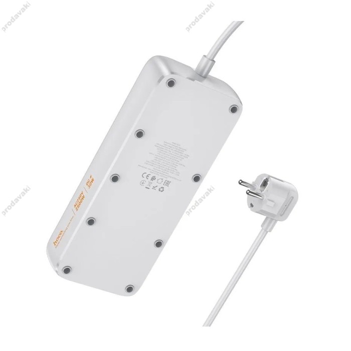 Подовжувач мережевий фільтр Hoco AC22 Sunlight 4-bit desktop socket (L=1.5M) 3USB/1Type-C 30W/3A PD/QC white