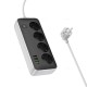 Подовжувач мережевий фільтр Hoco AC22 Sunlight 4-bit desktop socket (L=1.5M) 3USB/1Type-C 30W/3A PD/QC Black