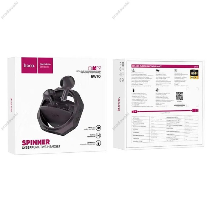 Бездротові Bluetooth навушники HOCO EW70 Glory true wireless BT 5.4 Black Purple