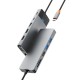 USB-Хаб Wiwu Linker Hub 12в1 Type-C to 2xHDMI+2xUSB 3.0+2xUSB 2.0+USB-C+RJ45+VGA+SD+TF+PD Grey