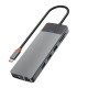 USB-Хаб Wiwu Linker Hub 12в1 Type-C to 2xHDMI+2xUSB 3.0+2xUSB 2.0+USB-C+RJ45+VGA+SD+TF+PD Grey