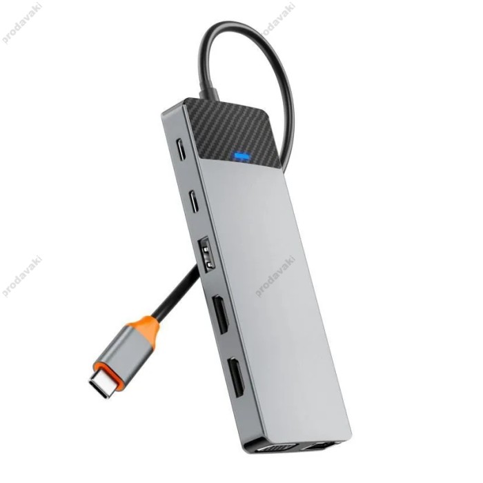 USB-Хаб Wiwu Linker Hub 12в1 Type-C to 2xHDMI+2xUSB 3.0+2xUSB 2.0+USB-C+RJ45+VGA+SD+TF+PD Grey