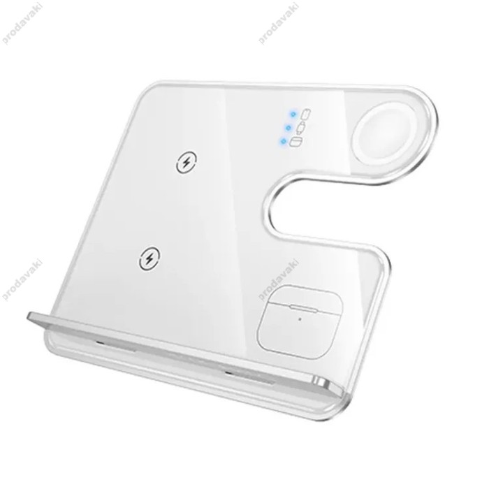 Бездротовий зарядний пристрій HOCO CQ19 Falcon 3 in 1 desktop vertical wireless fast charging CQ19 15W Silver
