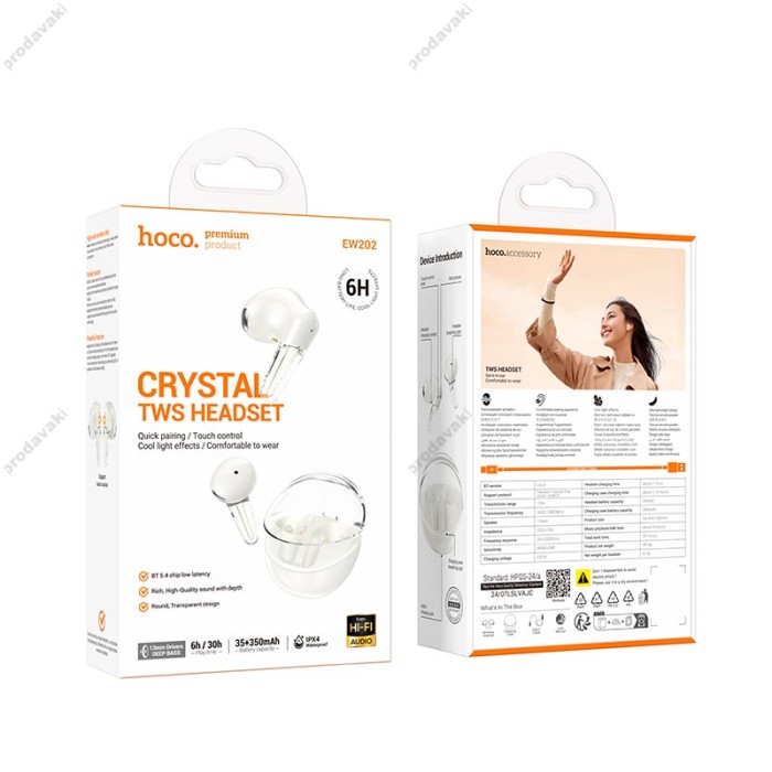 Бездротові Bluetooth навушники Hoco EW202 Magic true бездротовий headset BT 5.4 Milky white