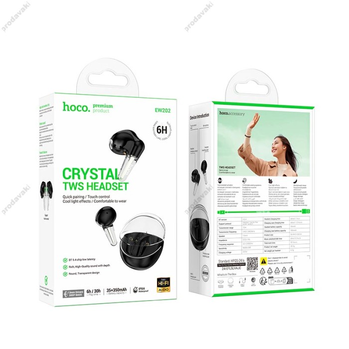 Бездротові Bluetooth навушники Hoco EW202 Magic true wireless headset BT 5.4 Black