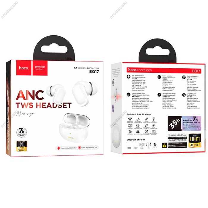 Бездротові Bluetooth навушники HOCO EQ17 Praise true wireless ANC noise cancelling headset BT 5.4 White
