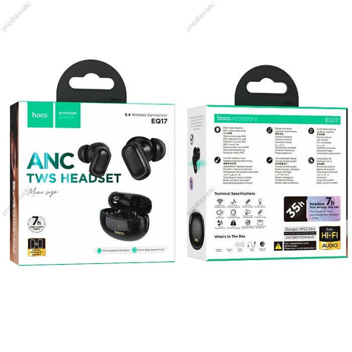 Бездротові Bluetooth навушники HOCO EQ17 Praise true wireless ANC noise cancelling headset BT 5.4 Black