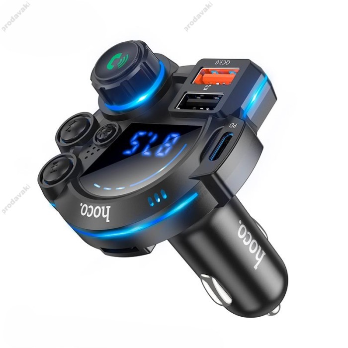 FM - трансмітер Hoco DFM01 Legend with Bluetooth transmitter 2USB Type-C PD QC 38W Black