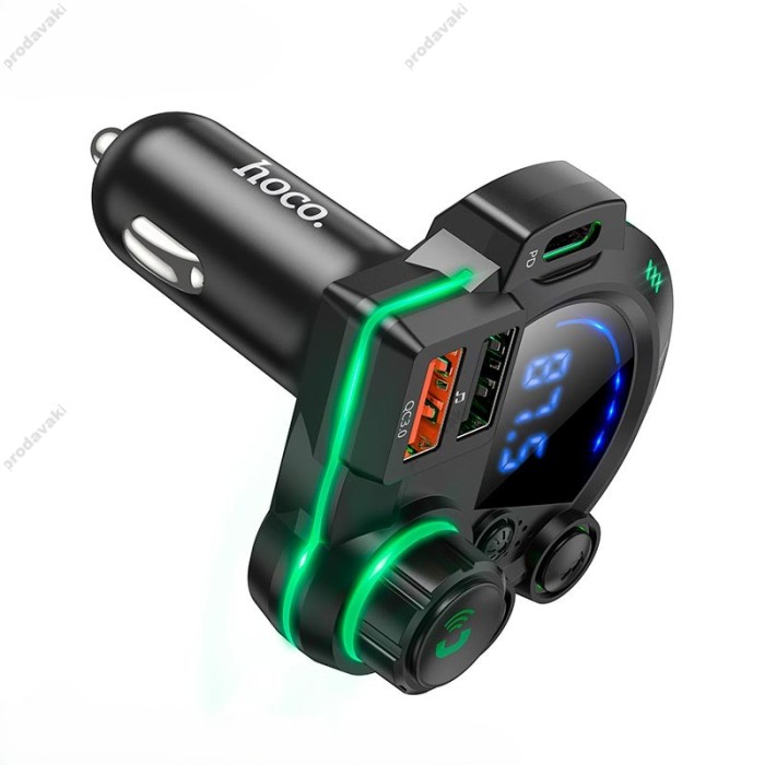 FM - трансмітер Hoco DFM01 Legend with Bluetooth transmitter 2USB Type-C PD QC 38W Black