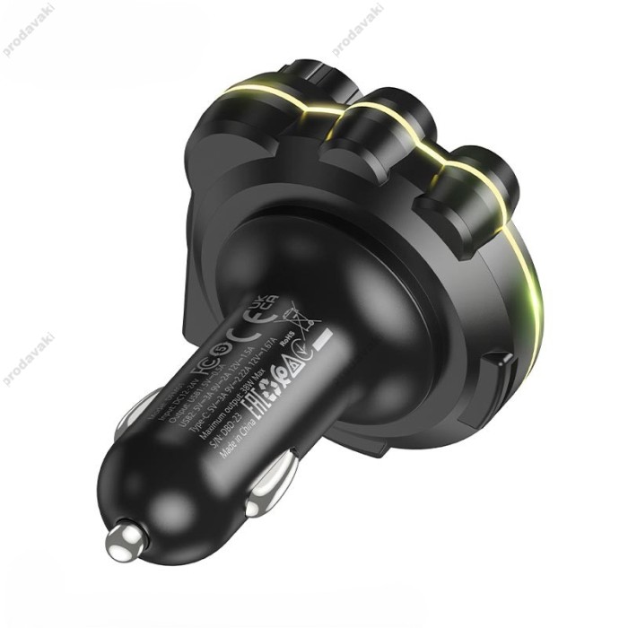 FM - трансмітер Hoco DFM01 Legend with Bluetooth transmitter 2USB Type-C PD QC 38W Black