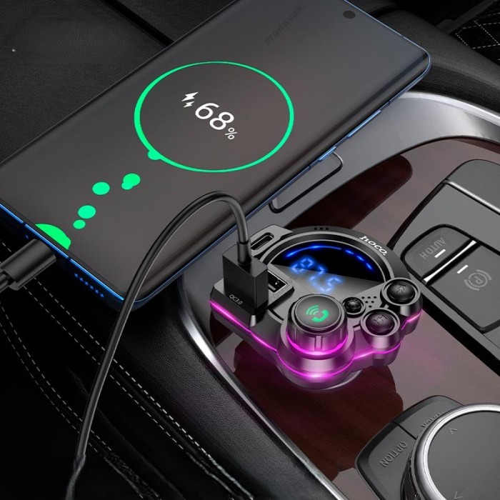 FM - трансмітер Hoco DFM01 Legend with Bluetooth transmitter 2USB Type-C PD QC 38W Black