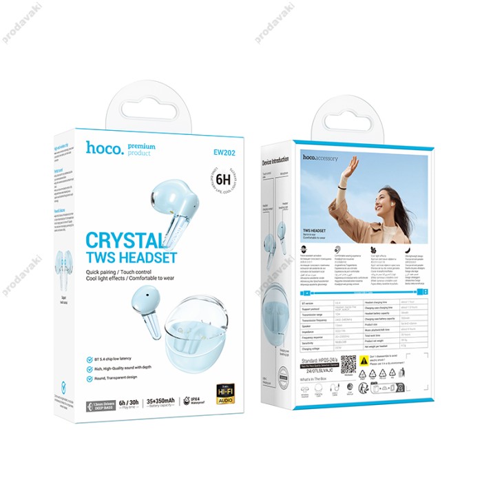 Бездротові Bluetooth навушники Hoco EW202 Magic true wireless headset BT 5.4 Blue
