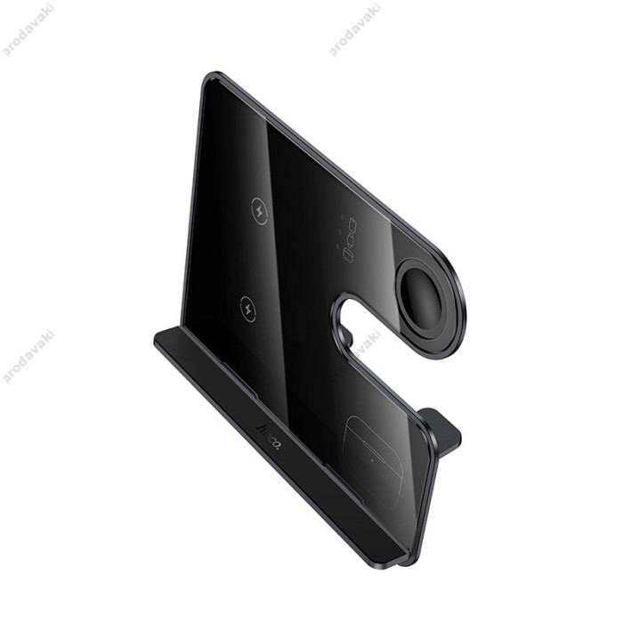 Бездротовий зарядний пристрій HOCO CQ19 Falcon 3 in 1 desktop vertical wireless fast charging CQ19 15W Metal-grey