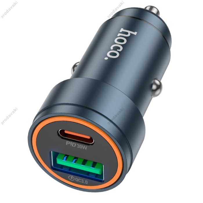 Автомобільний зарядний пристрій Hoco Z57A Glorious Car charger 30W Metal-grey