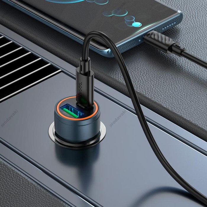 Автомобільний зарядний пристрій Hoco Z57A Glorious Car charger 30W Metal-grey