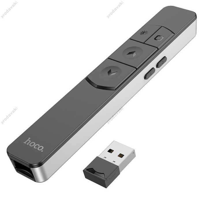 Лазерна указка HOCO GM202 Smart PPT page turning pen 2.4G 100m Type-C LCD 8H silver
