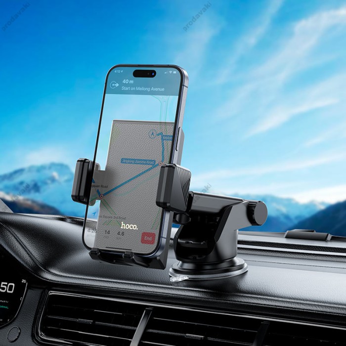 Автомобільний тримач Hoco H49 Precious push-type car holder (center console) Black