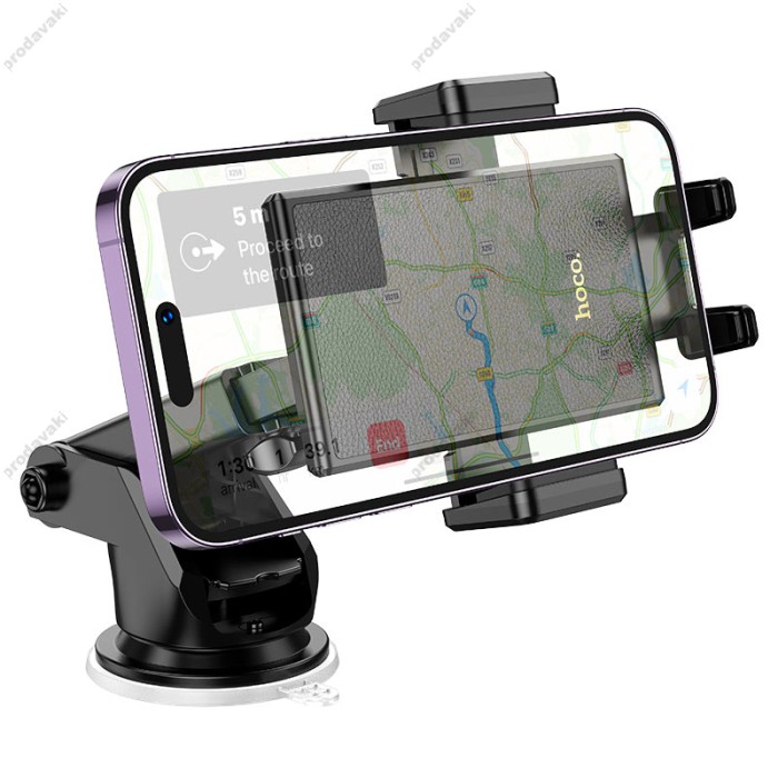 Автомобільний тримач Hoco H49 Precious push-type car holder (center console) Black