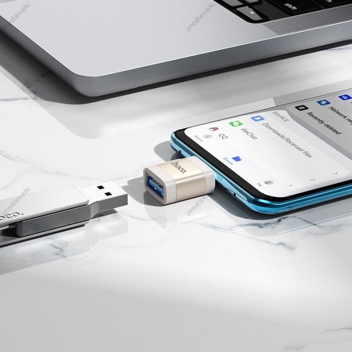Перехідник HOCO UA31C Type-C male to USB female OTG adapter Gray