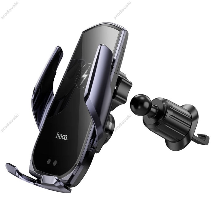 Автомобільний тримач із бездротовою зарядкою Hoco CA202 Plus Enlightener infrared induction 15W Metal Grey