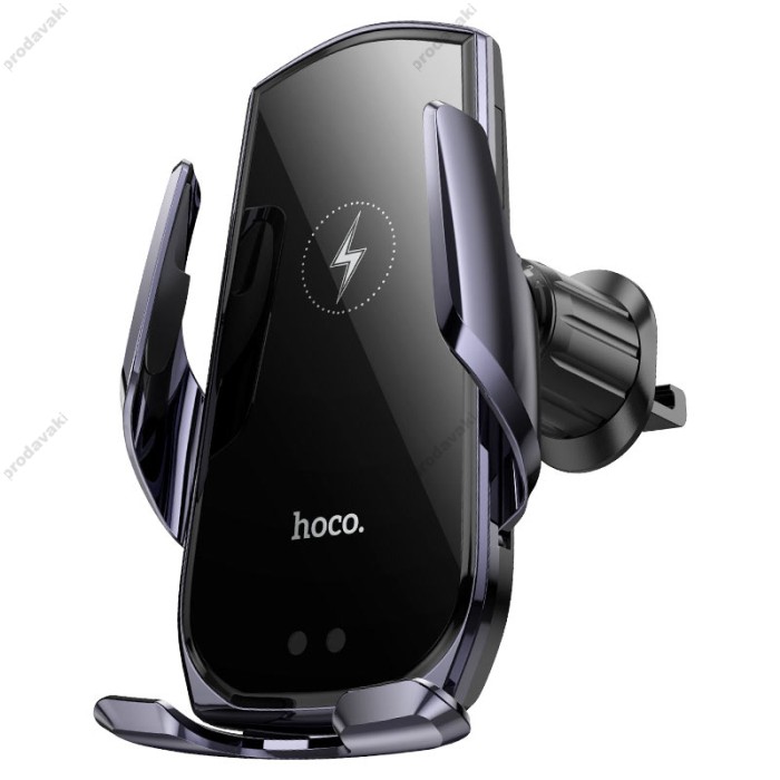 Автомобільний тримач із бездротовою зарядкою Hoco CA202 Plus Enlightener infrared induction 15W Metal Grey