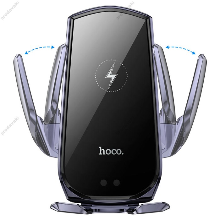 Автомобільний тримач із бездротовою зарядкою Hoco CA202 Plus Enlightener infrared induction 15W Metal Grey