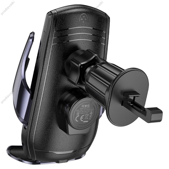 Автомобільний тримач із бездротовою зарядкою Hoco CA202 Plus Enlightener infrared induction 15W Metal Grey