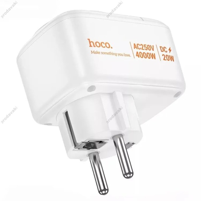 Мережевий фільтр Hoco AC26 2U / 1P / 1C розетка EU 4000W / PD20W / 2USB QC20W White