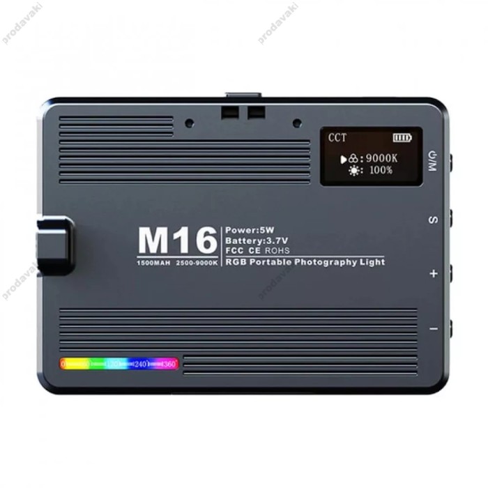 Накамерне відеосвітло LED CH M16 RGB 3000K-9000K