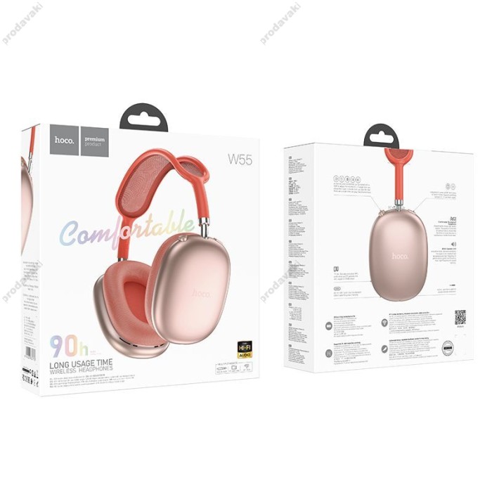 Бездротові Bluetooth навушники Hoco W55 Pleasing BT 5.4 Pink