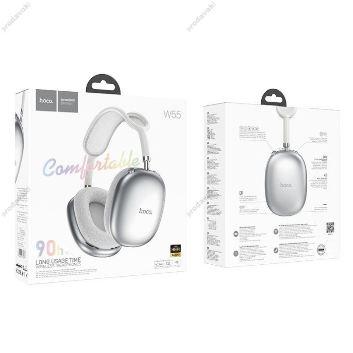 Бездротові Bluetooth навушники Hoco W55 Pleasing BT 5.4 Silver
