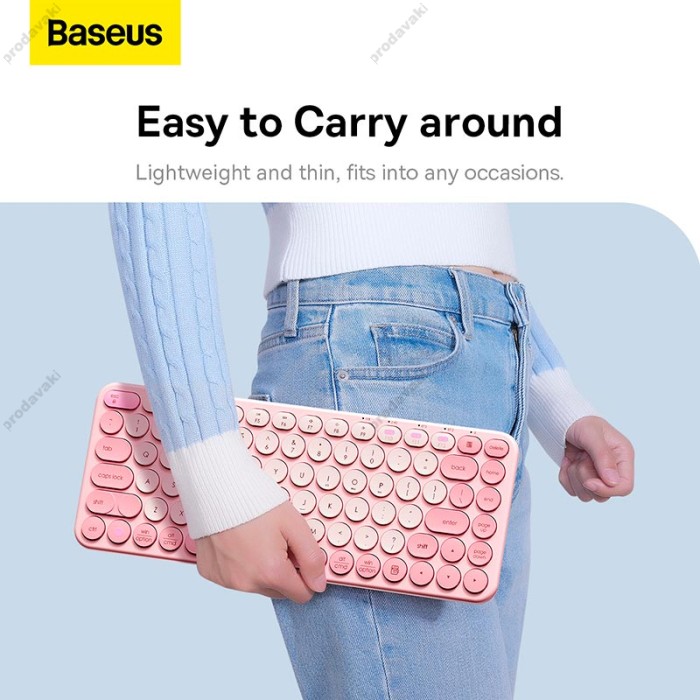Клавіатура Baseus K01A Wireless Tri-Mode Keyboard 2.4G / BT1 + BT2 2xAAA Battery Pink (B00955503413-00)