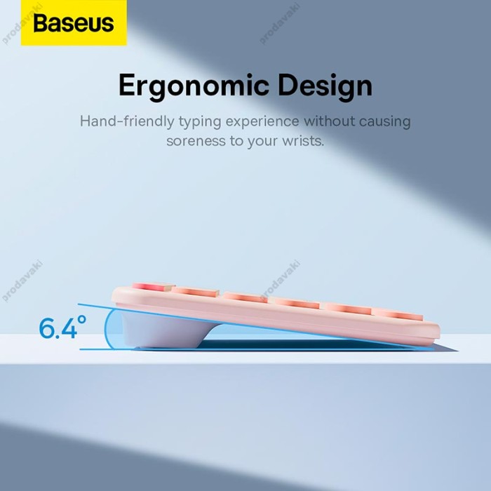 Клавіатура Baseus K01A Wireless Tri-Mode Keyboard 2.4G / BT1 + BT2 2xAAA Battery Pink (B00955503413-00)