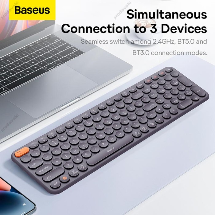Клавіатура Baseus K01B Wireless Tri-Mode Keyboard 2.4G / BT1 + BT2 2xAAA Battery Grey (B00955504833-00)
