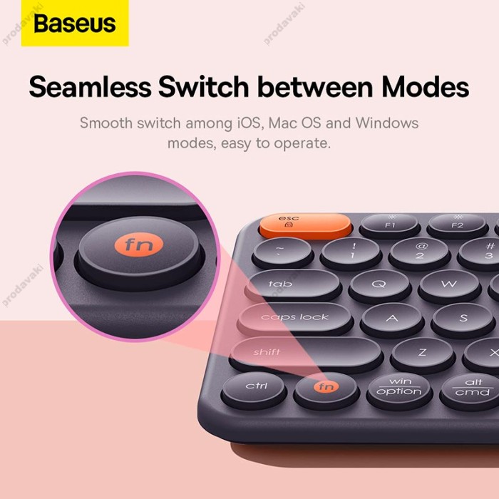 Клавіатура Baseus K01B Wireless Tri-Mode Keyboard 2.4G / BT1 + BT2 2xAAA Battery Grey (B00955504833-00)