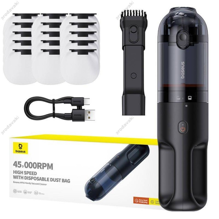 Портативний автомобільний пилосос Baseus AP01 Handy Vacuum Cleaner 5Kpa Black C30450100111-00