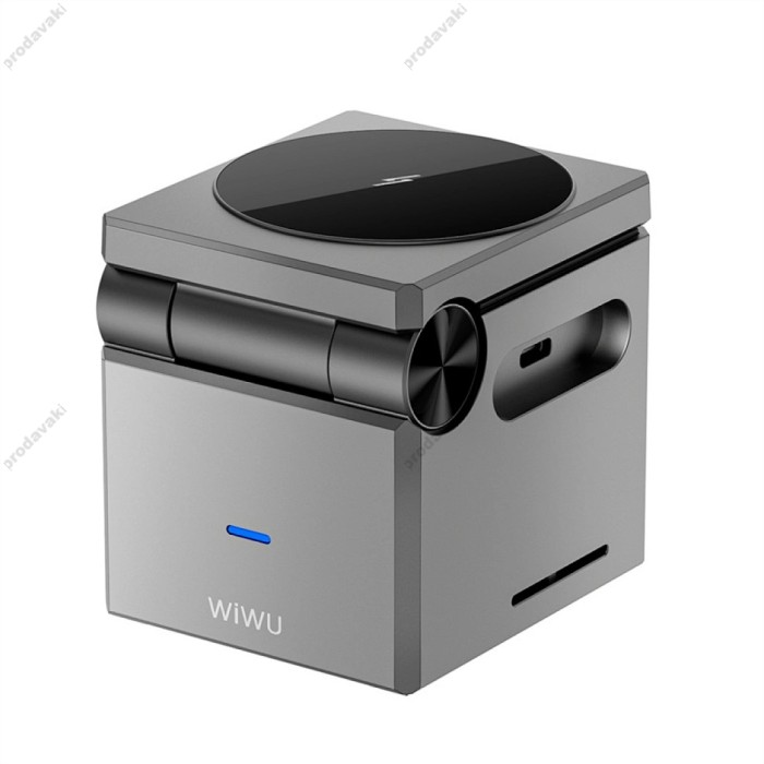 Бездротова зарядка WiWU Wi-W030 Small Aquare 3 in 1 wireless charger Grey