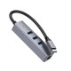 USB-Хаб Hoco HB34 Easy link Gigabit Ethernet adapter 4в1 Type-C to 3xUSB 3.0+RJ45 Metal Grey