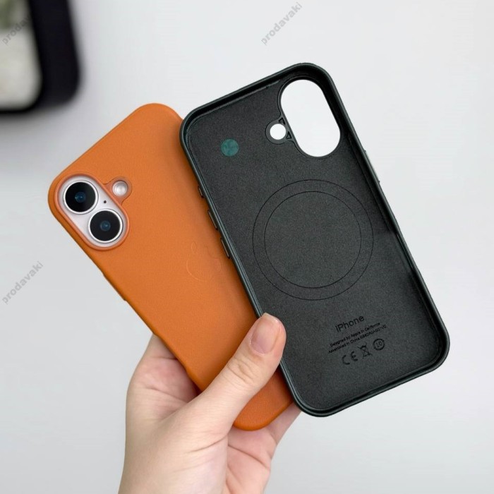 Чохол для iPhone 16 Pro Max Leather with MagSafe black