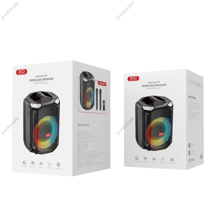 Портативна колонка Bluetooth XO F48 Dual Wheat 8 Phantom RGB Speaker 40W Black