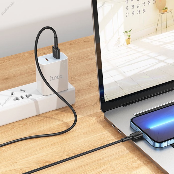 PD Кабель HOCO X83 Victory charging data cable USB Lightning 1m Black